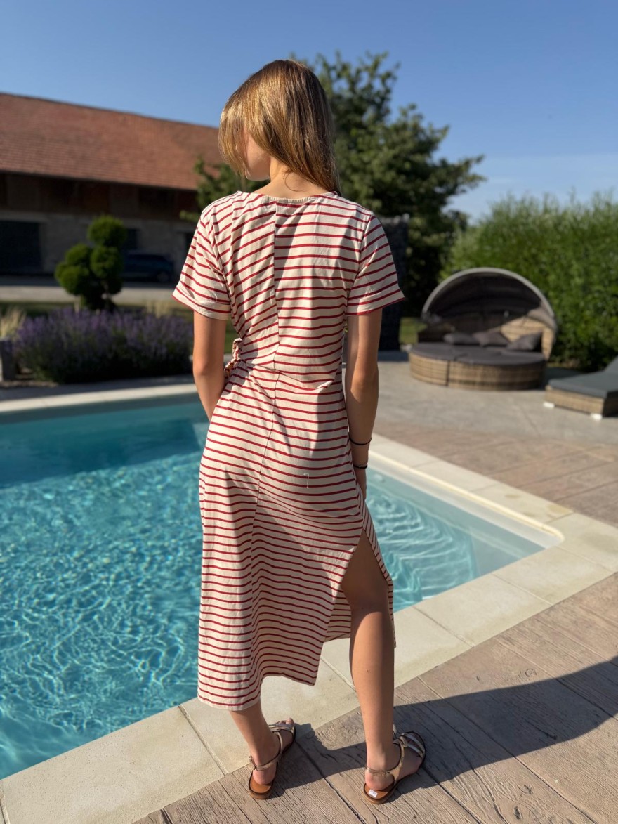 Robe Longue Rayée Season à nouer à la taille | Marina & Paloma