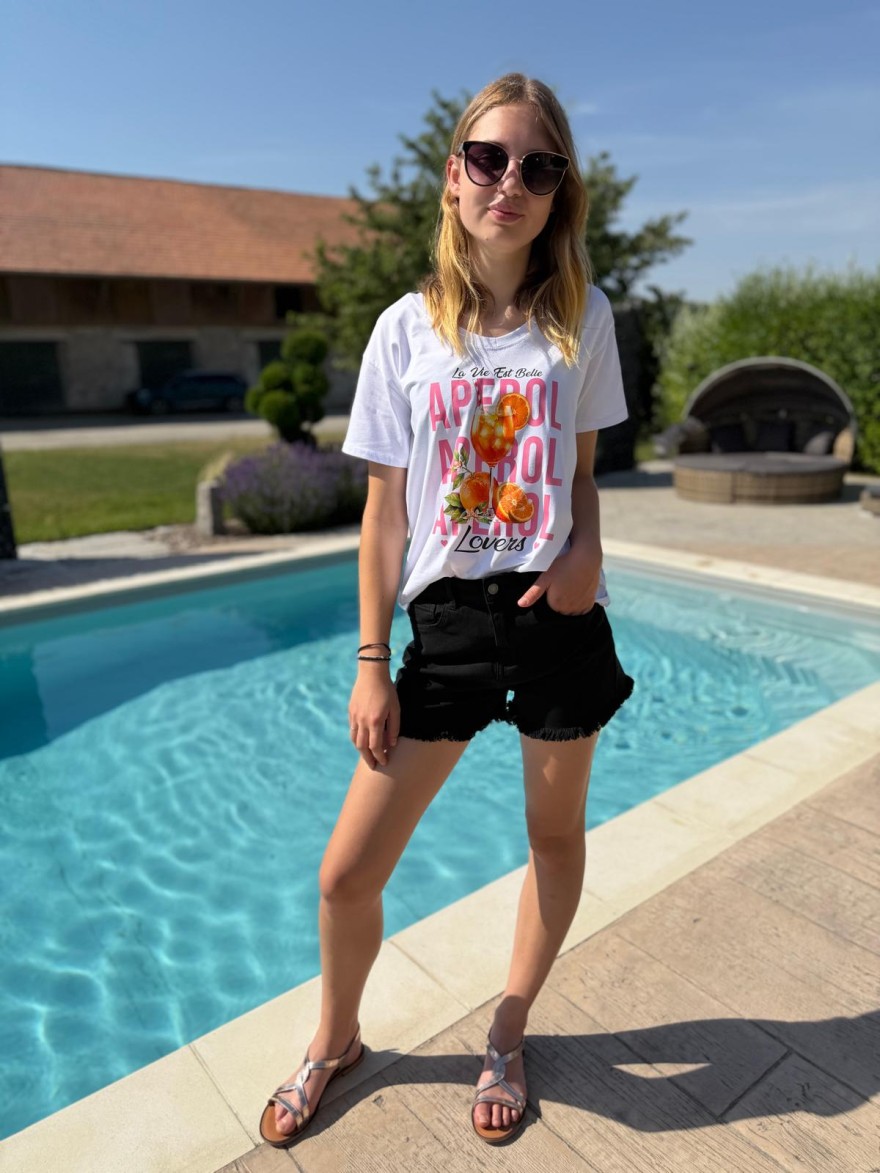 Tee-Shirt Aperol imprimé Aperol Lovers en coton | Marina & Paloma