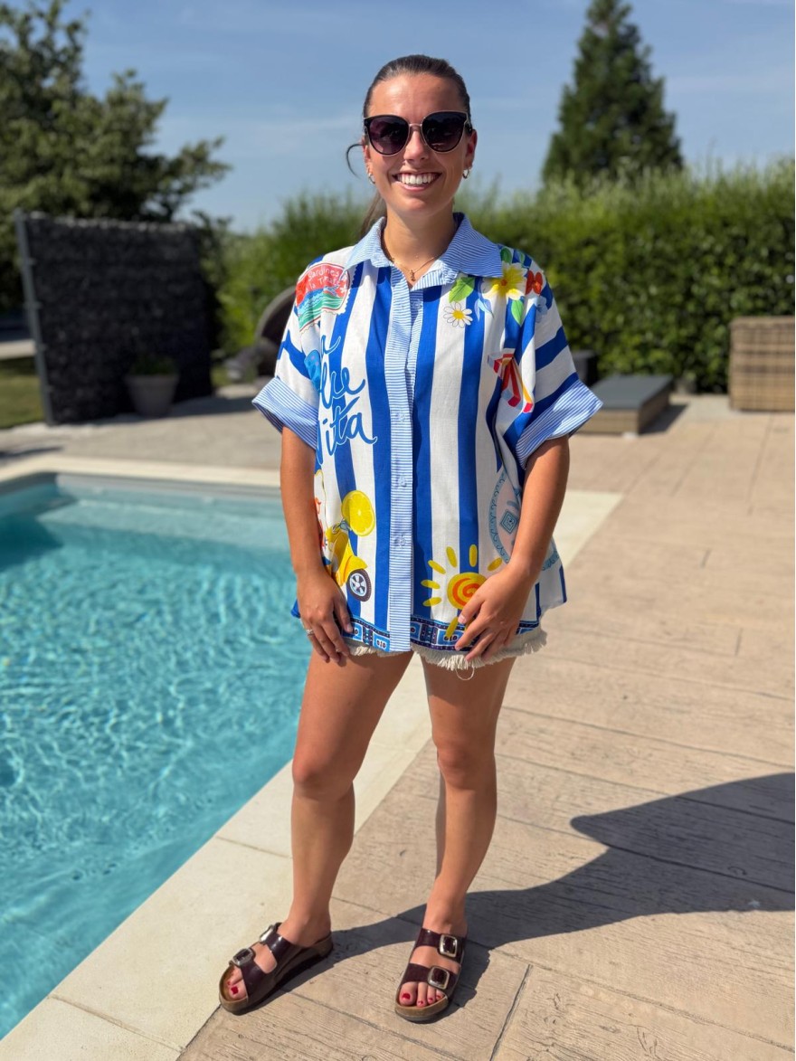 Chemise Large Colorée Luizacco Made In Italy fluide | Marina & Paloma