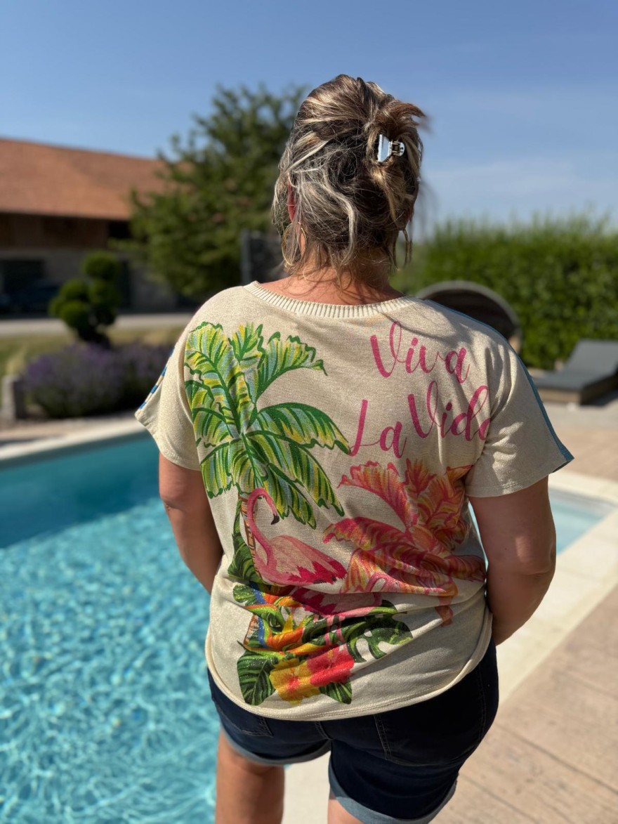 Haut Grande Taille Lurex Colorée imprimé vacances | Marina & Paloma