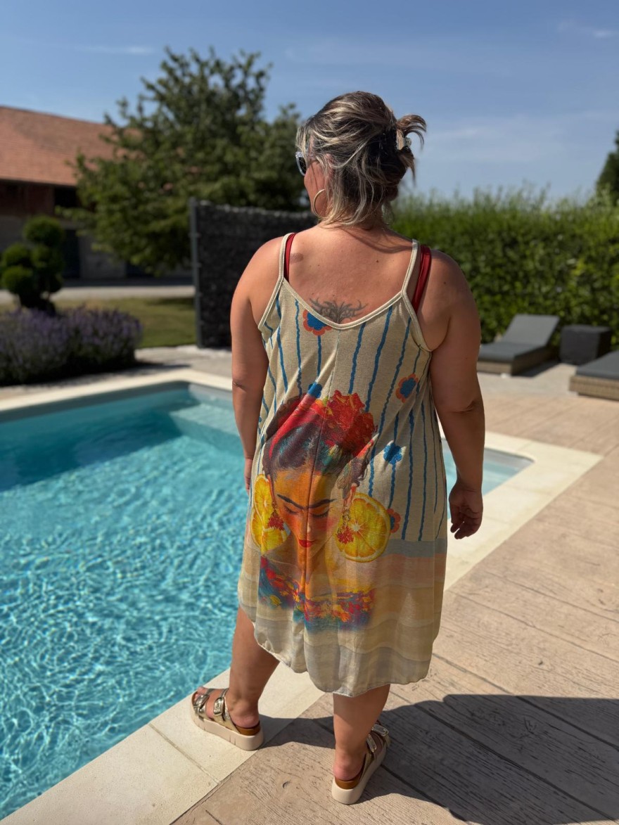 Robe Bretelle Grande Taille Lurex légère et fluide | Marina & Paloma