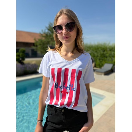 Tee Shirt Bichette Coeur imprimé rayures et cœurs | Marina & Paloma