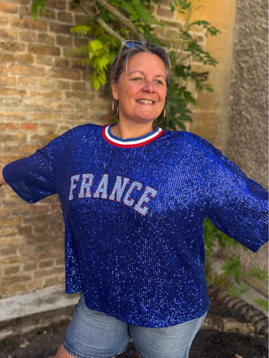 Tee-Shirt France à Sequins Grande Taille Made in Italy | Marina & Paloma