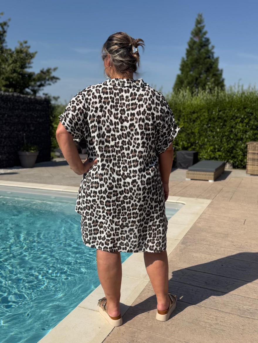 Robe Tunique Léopard Grande Taille en Gaze de Coton | Marina & Paloma