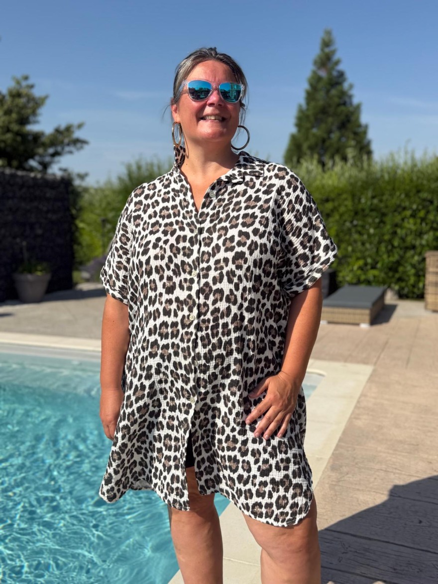 Robe Tunique Léopard Grande Taille en Gaze de Coton | Marina & Paloma