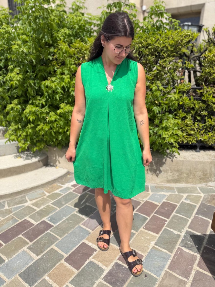 Robe Fluide Femme avec Broche Soleil | Marina & Paloma