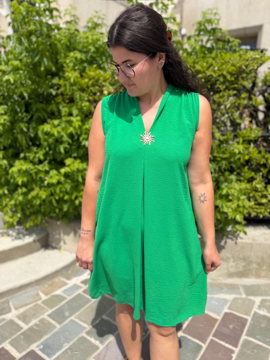 Robe Fluide Femme avec Broche Soleil | Marina & Paloma