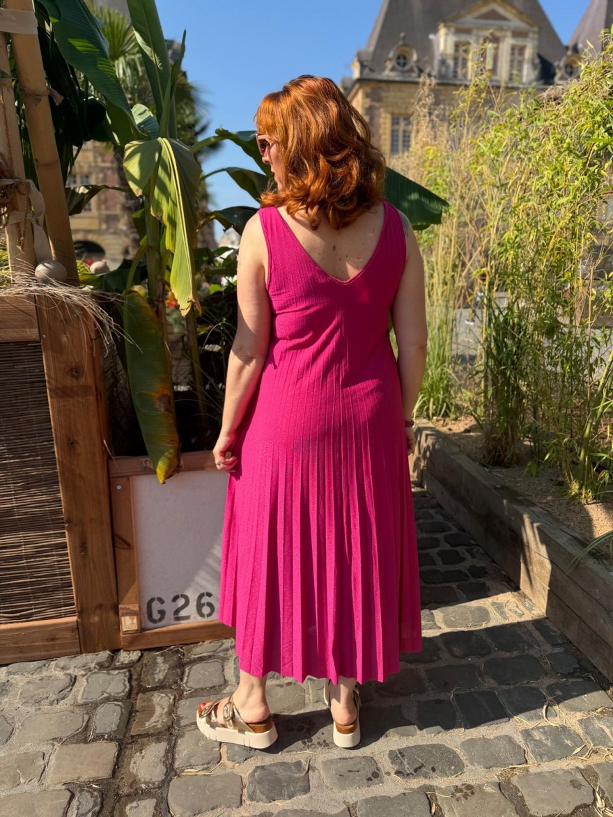 Robe Longue Débardeur Lurex Plissée Fluide Femme | Marina & Paloma