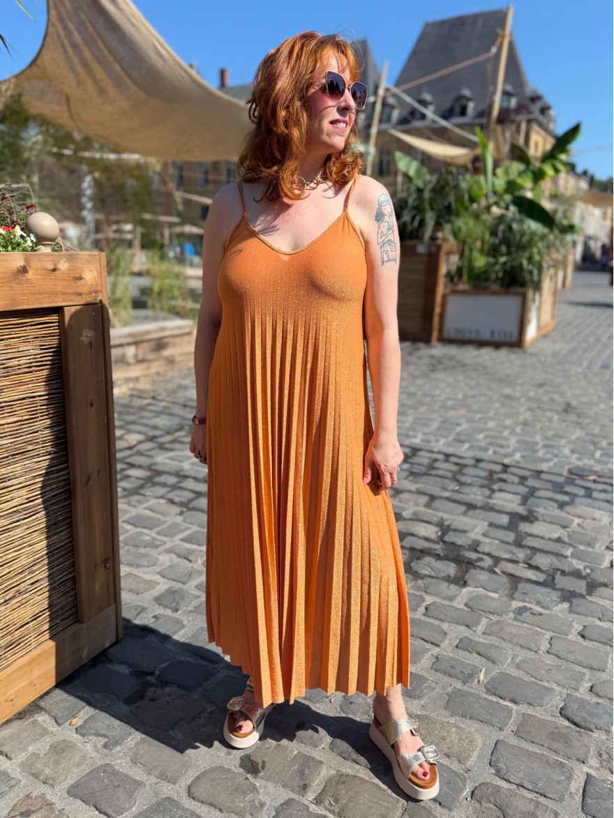 Robe Longue à Bretelles Pailletée Col V Héra | Marina & Paloma