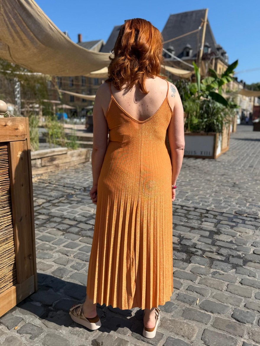 Robe Longue à Bretelles Pailletée Col V Héra | Marina & Paloma