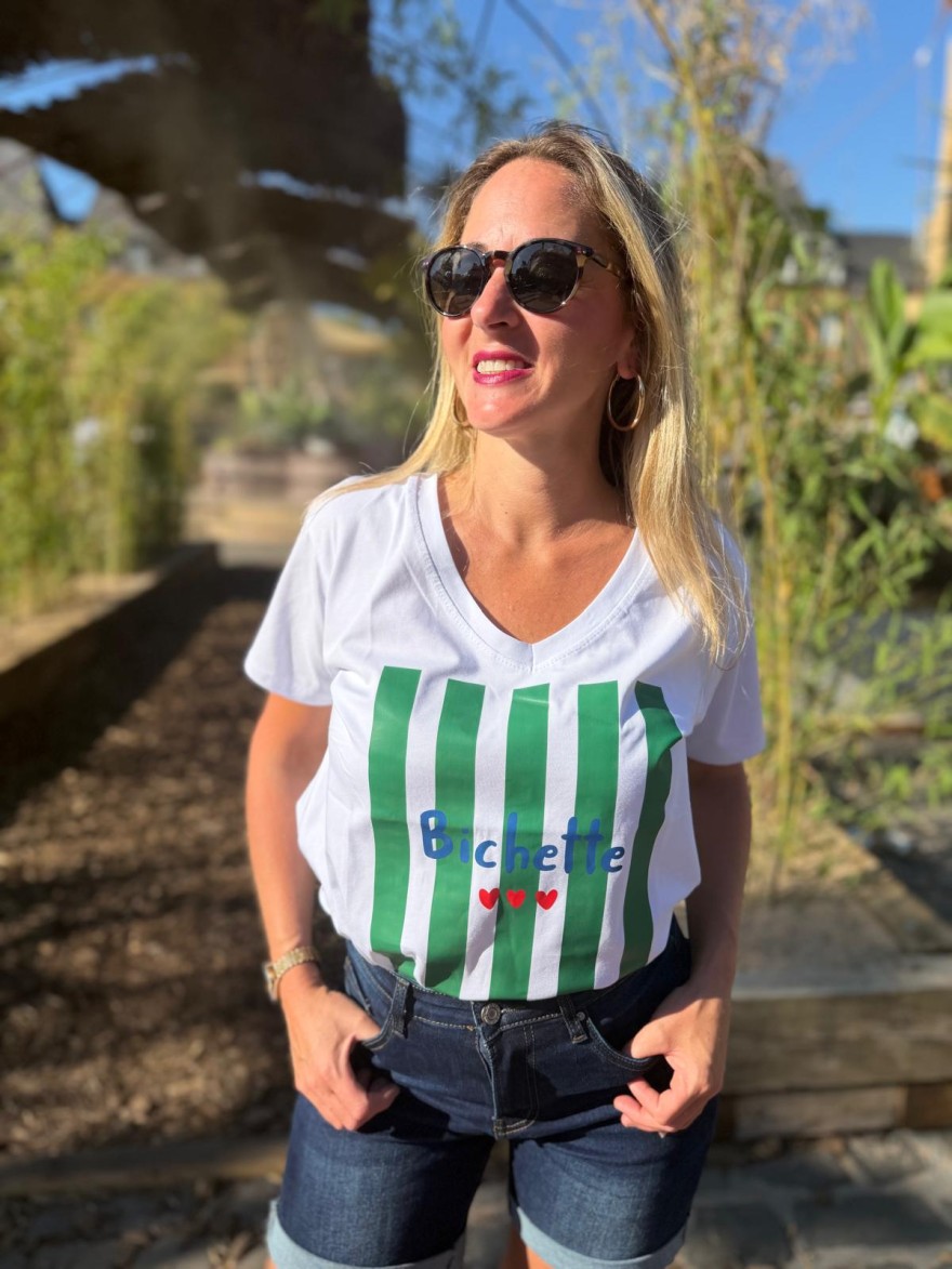 Tee Shirt Bichette Coeur imprimé rayures et cœurs | Marina & Paloma
