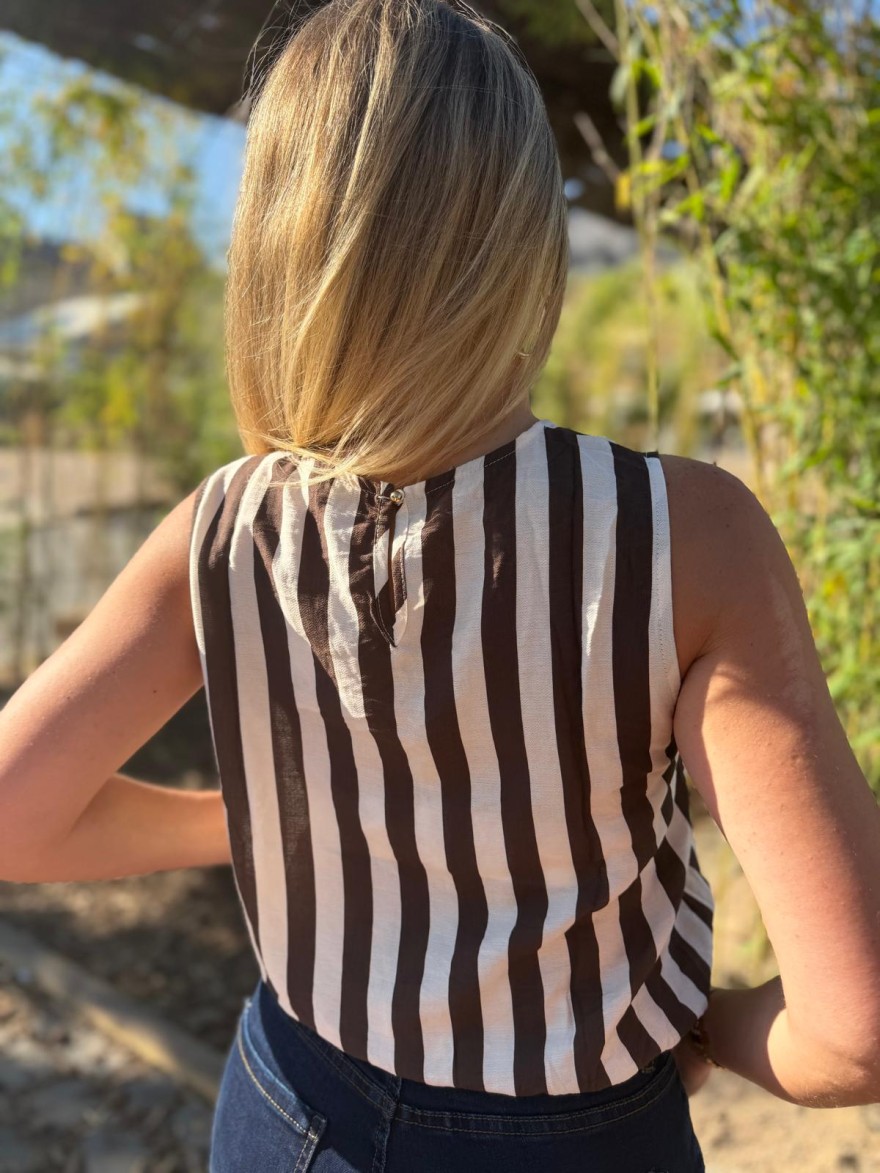 Débardeur Bouffant Rayé Choco Emma & Ella Femme | Marina & Paloma