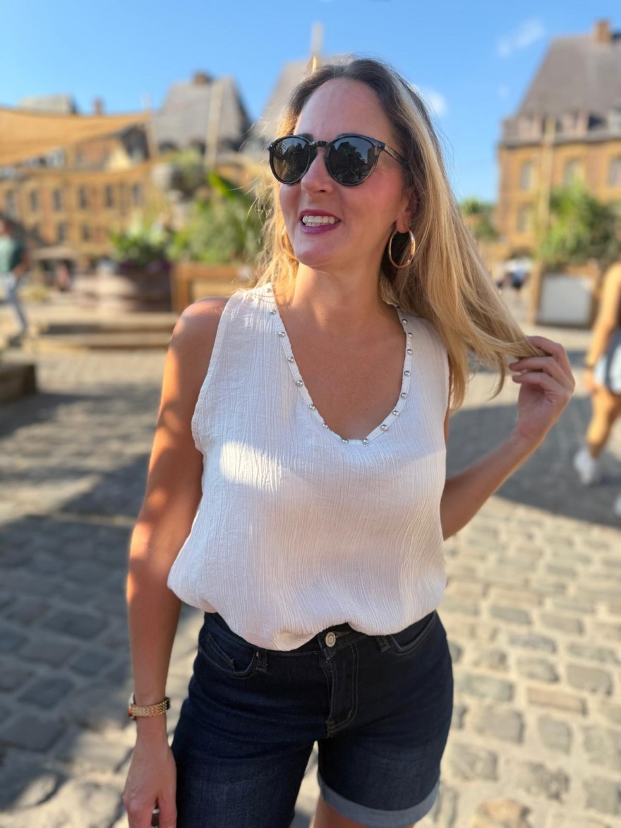 Débardeur Léger à Clous Femme Fluide Sans Manches | Marina & Paloma