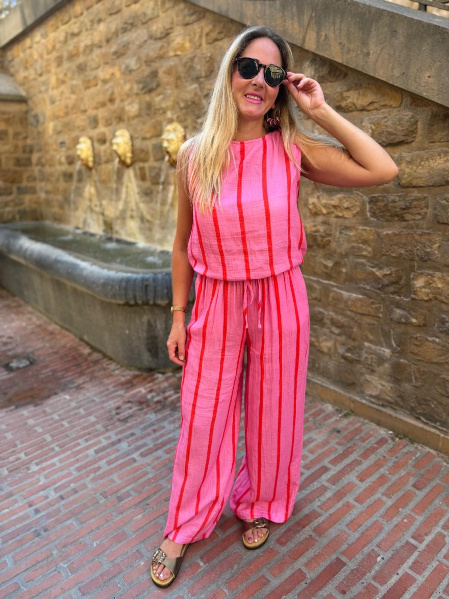 Ensemble Haut & Pantalon Rayé Fuchsia Kilky | Marina & Paloma