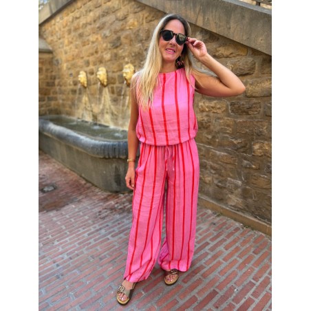 Ensemble Haut & Pantalon Rayé Fuchsia Kilky | Marina & Paloma