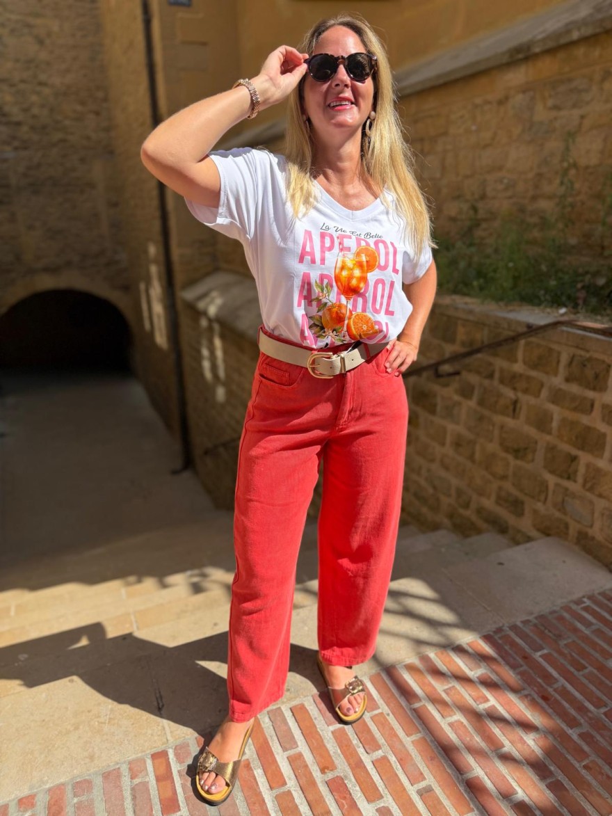 Jean Kilky Corail Taille Haute Femme Coupe Droite | Marina & Paloma
