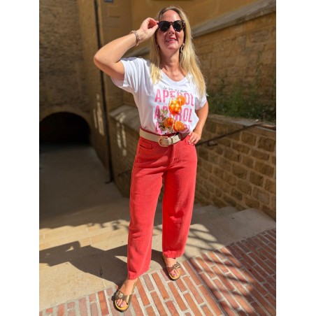 Jean Kilky Corail Taille Haute Femme Coupe Droite | Marina & Paloma