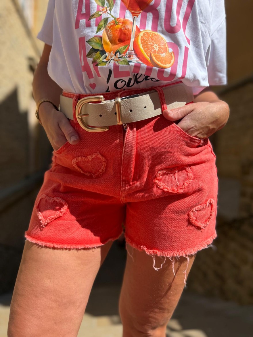 Short en Jean Corail Kilky avec Cœur Femme | Marina & Paloma