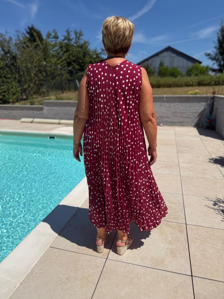 Robe longue plissée à pois grande taille | Marina & Paloma