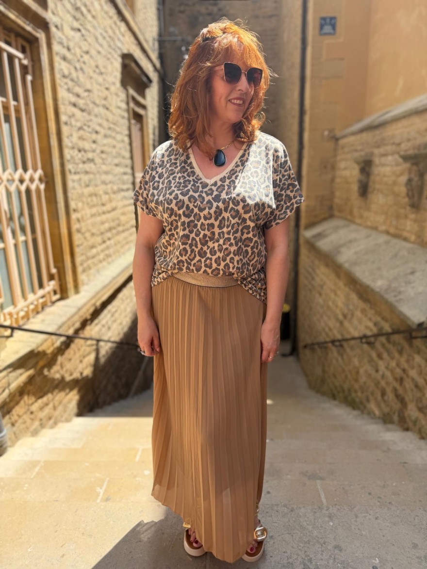 Haut Large Léopard en Lurex Femme | Marina & Paloma