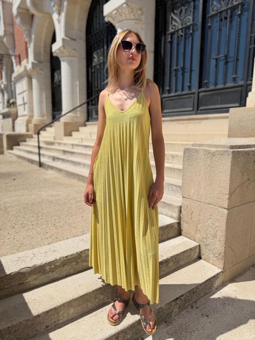 Robe Longue à Bretelles Pailletée Col V Héra | Marina & Paloma