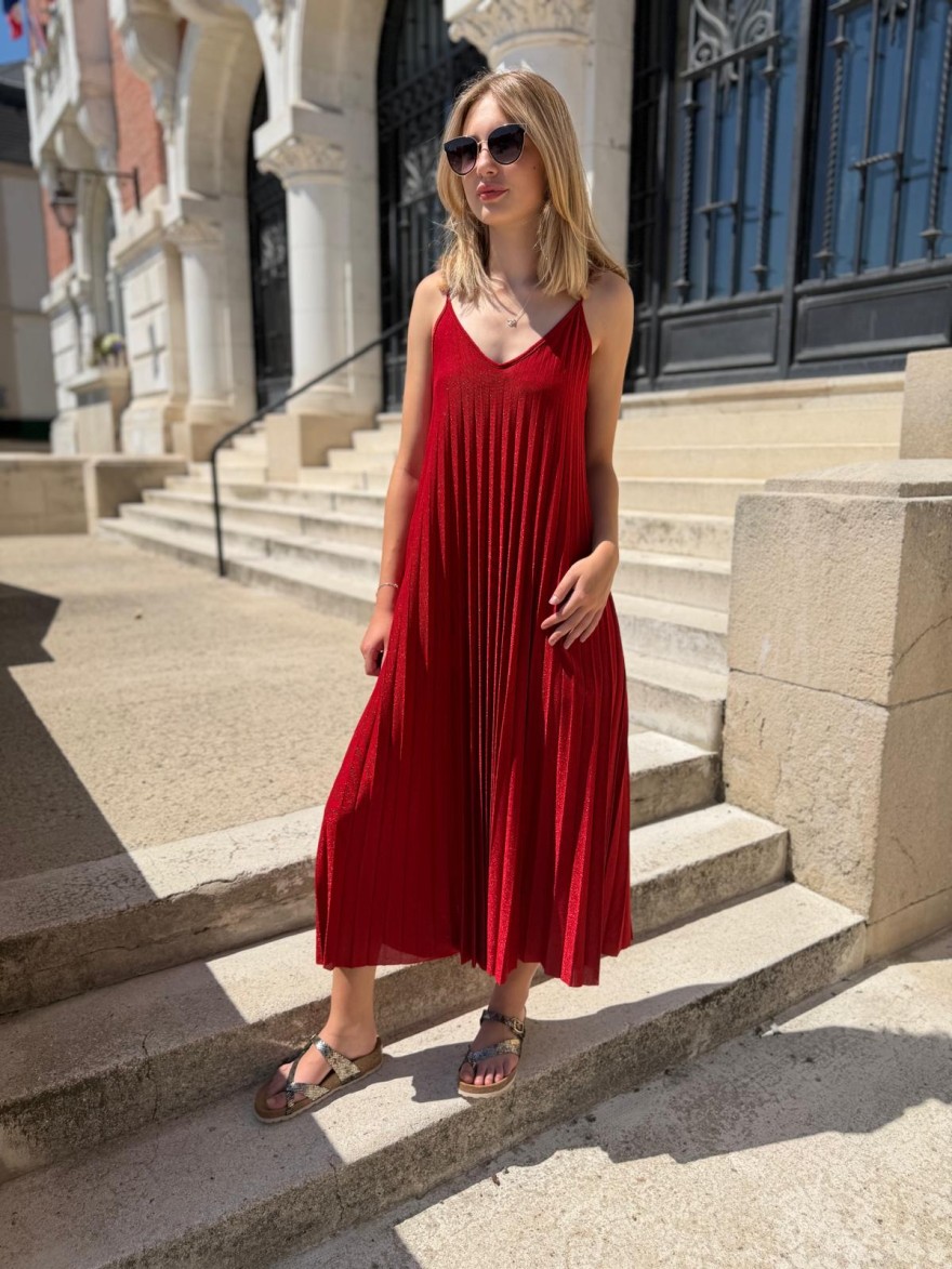 Robe Longue à Bretelles Pailletée Col V Héra | Marina & Paloma