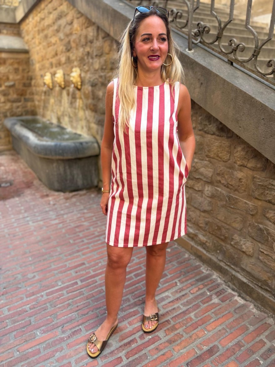 Robe Courte Rayée Rose Kilky Femme | Marina & Paloma