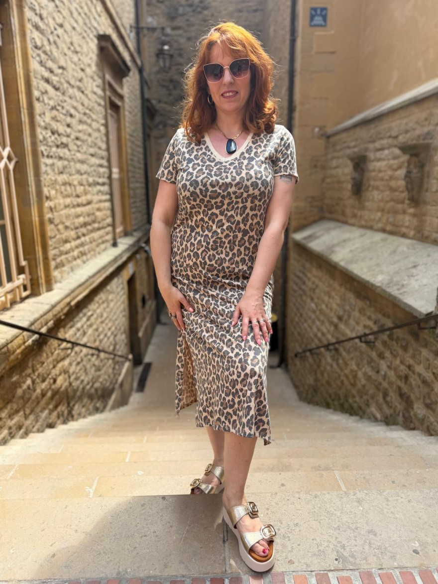 Robe Longue Lurex Léopard Made in Italy | Marina & Paloma
