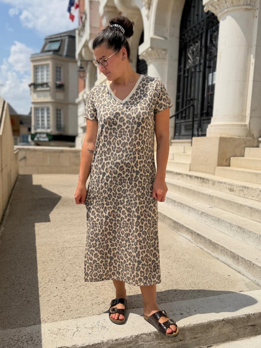 Robe Longue Lurex Léopard Made in Italy | Marina & Paloma