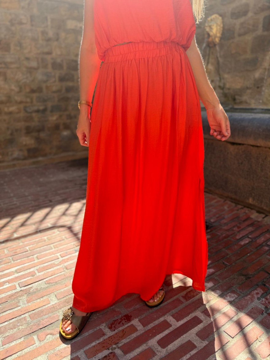 Ensemble Haut et Jupe Kilky Corail Fluide Femme | Marina & Paloma