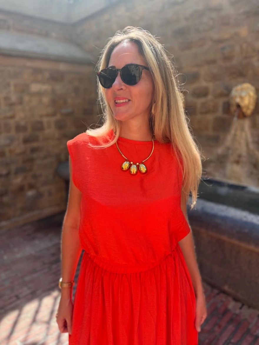 Ensemble Haut et Jupe Kilky Corail Fluide Femme | Marina & Paloma