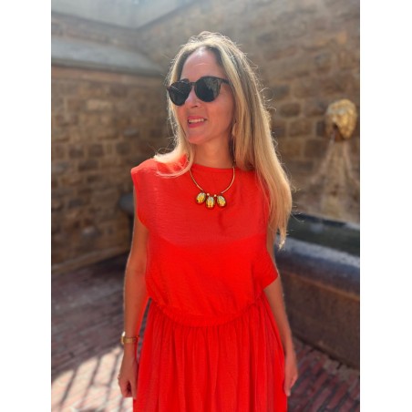 Ensemble Haut et Jupe Kilky Corail Fluide Femme | Marina & Paloma