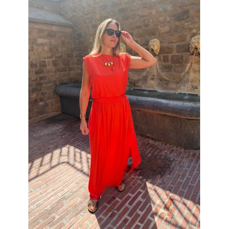 Ensemble Haut et Jupe Kilky Corail Fluide Femme | Marina & Paloma