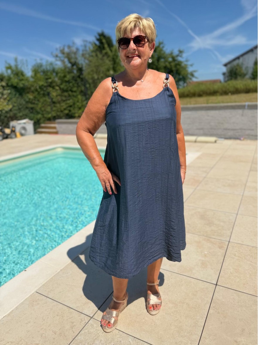 Robe Mi-Longue Grande Taille Broches Épaules Femme | Marina & Paloma