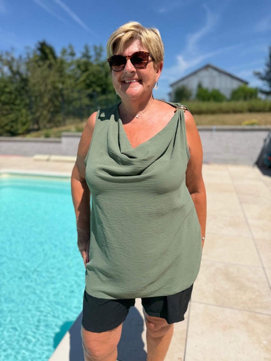Débardeur Grande Taille Drapé avec Broche Femme | Marina & Paloma