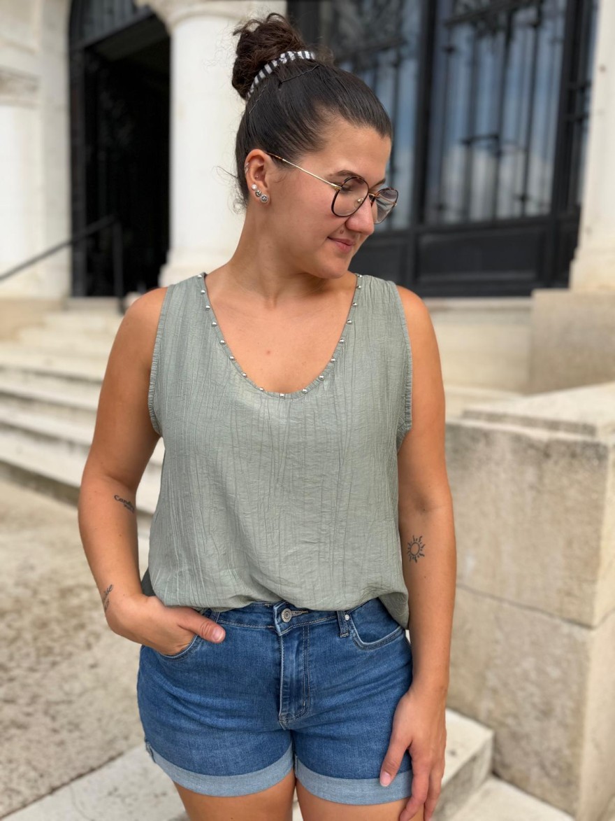 Débardeur Léger à Clous Femme Fluide Sans Manches | Marina & Paloma