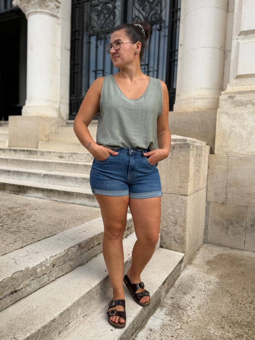 Débardeur Léger à Clous Femme Fluide Sans Manches | Marina & Paloma