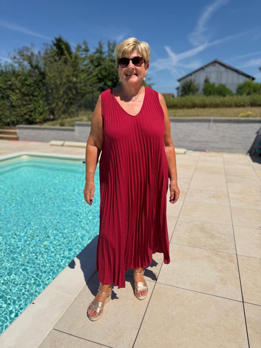 Robe Longue PLissée Sans Manche en Grande Taille