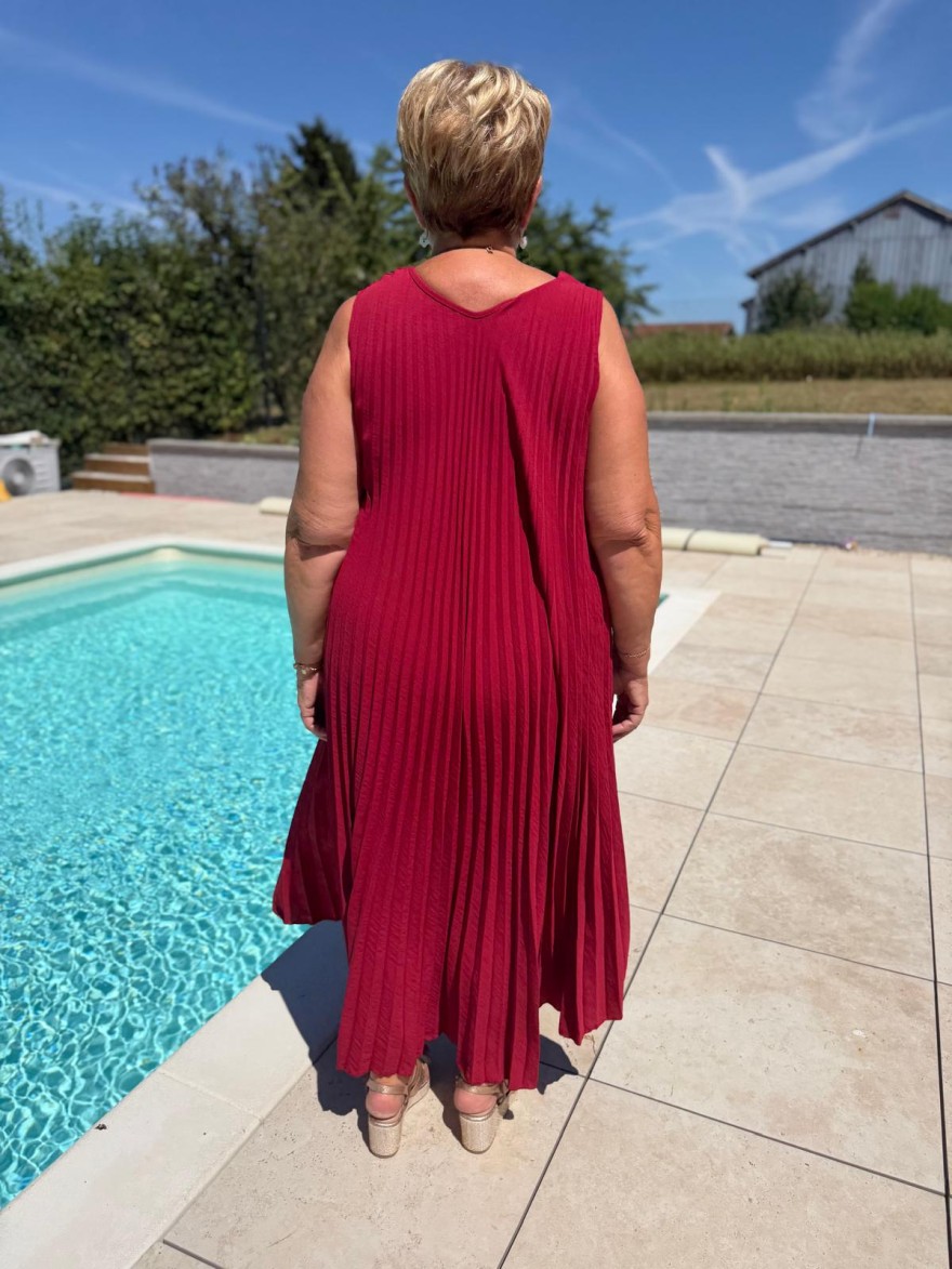 Robe Longue PLissée Sans Manche en Grande Taille