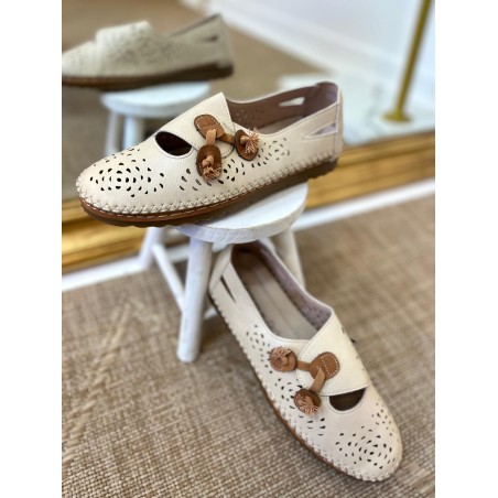 Ballerines Ouvertes Beige Confort Perforées Femme Petit Prix | Marina & Paloma
