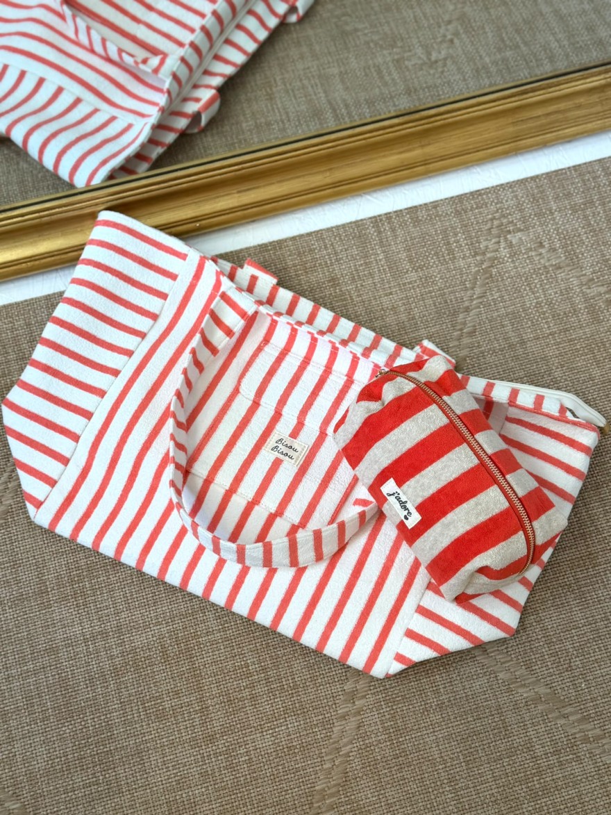 Trousse de Toilette Rayée en Éponge J'Adore | Marina & Paloma Élégante Chic