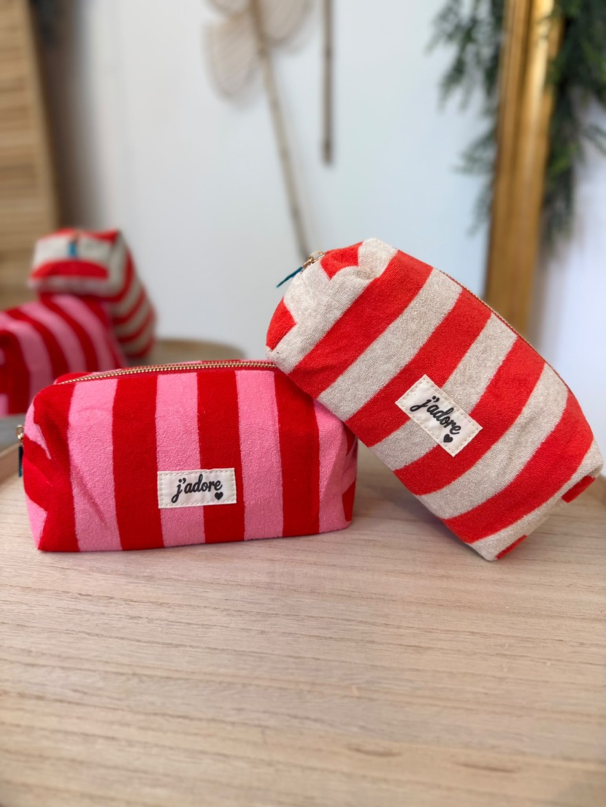 Trousse de Toilette Rayée en Éponge J'Adore | Marina & Paloma Élégante Chic