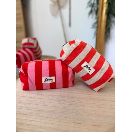 Trousse de Toilette Rayée en Éponge J'Adore | Marina & Paloma Élégante Chic