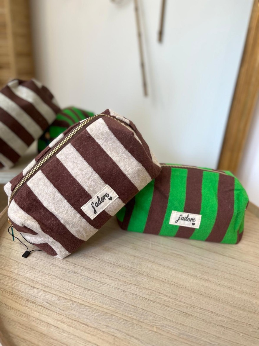 Trousse de Toilette Rayée en Éponge J'Adore | Marina & Paloma Élégante Chic