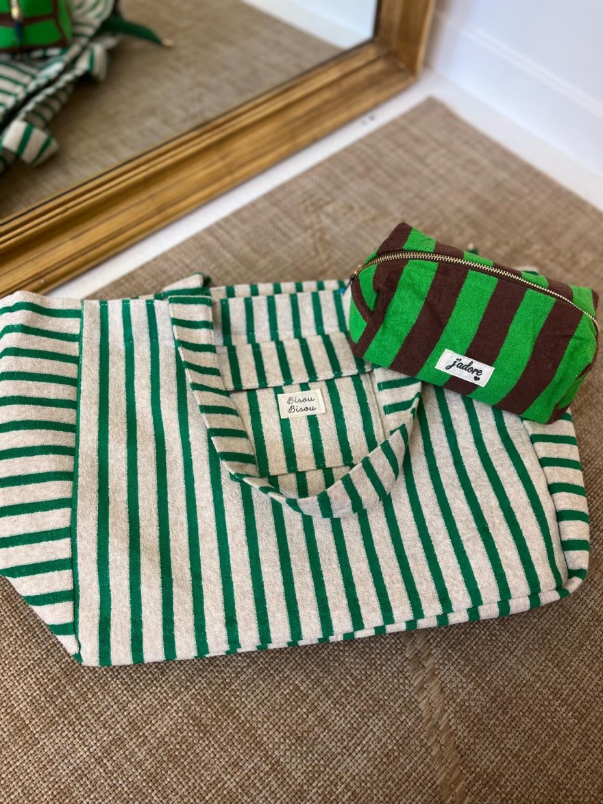 Trousse de Toilette Rayée en Éponge J'Adore | Marina & Paloma Élégante Chic