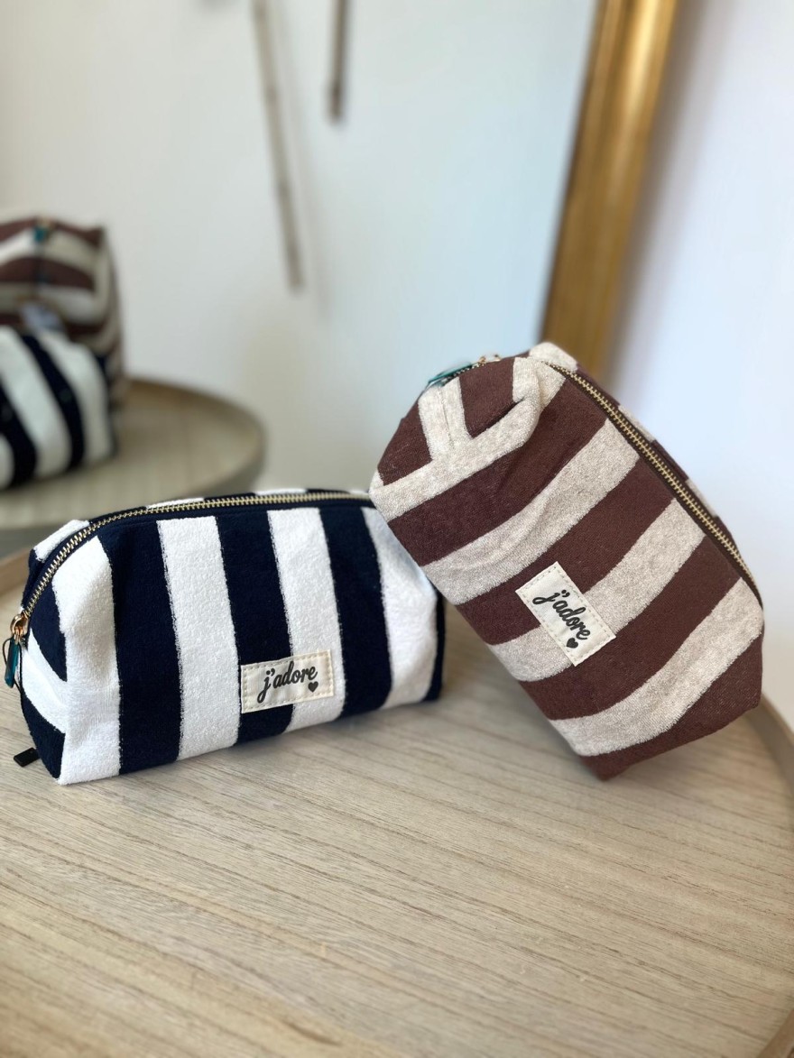Trousse de Toilette Rayée en Éponge J'Adore | Marina & Paloma Élégante Chic