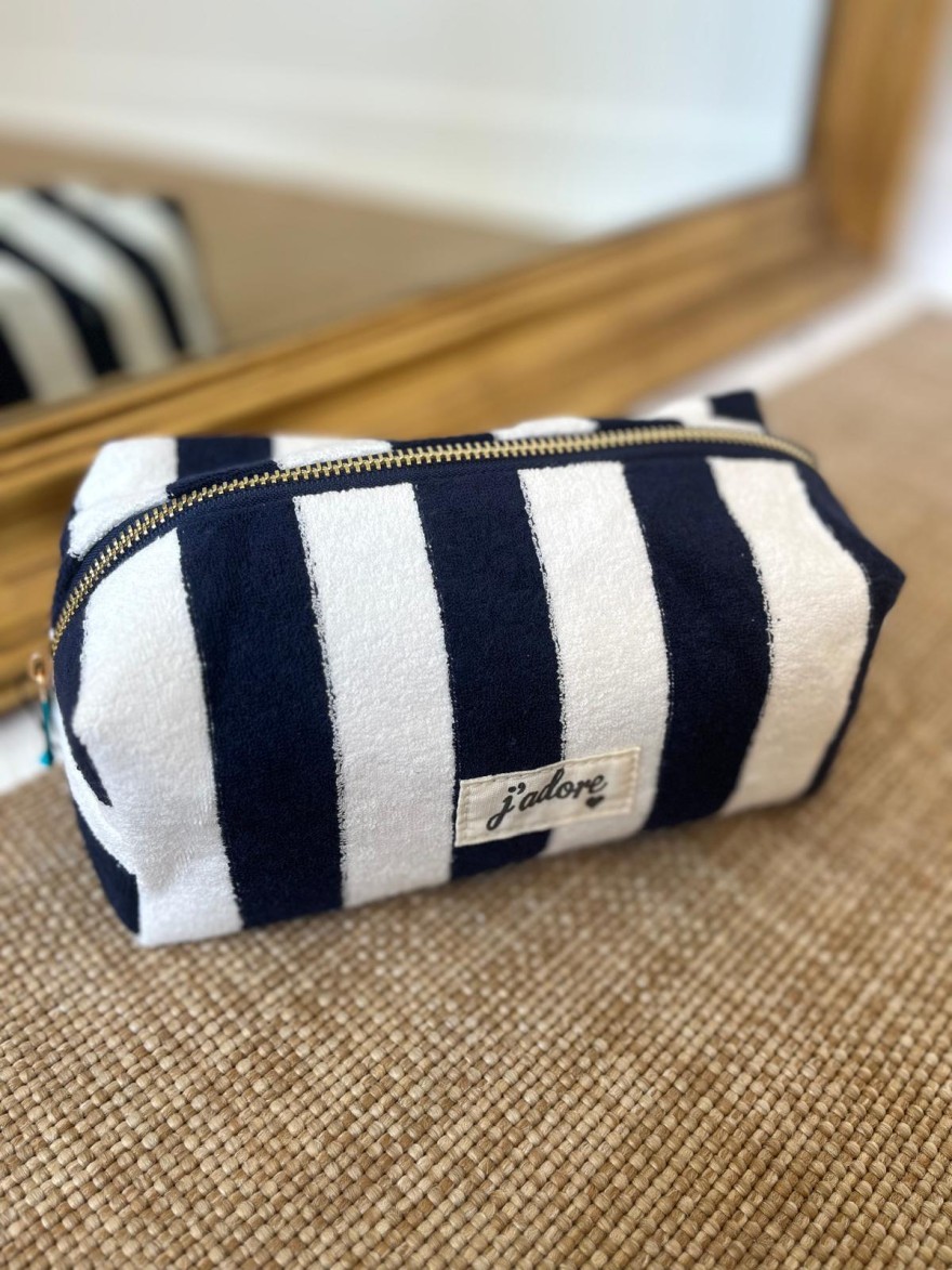 Trousse de Toilette Rayée en Éponge J'Adore | Marina & Paloma Élégante Chic