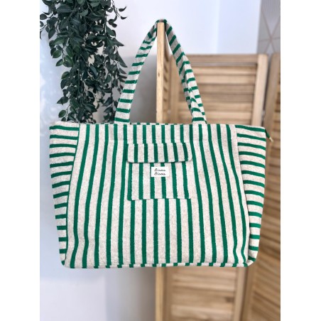 Sac de Plage Rayé en Éponge Bisous Bisous Grand Format | Marina & Paloma