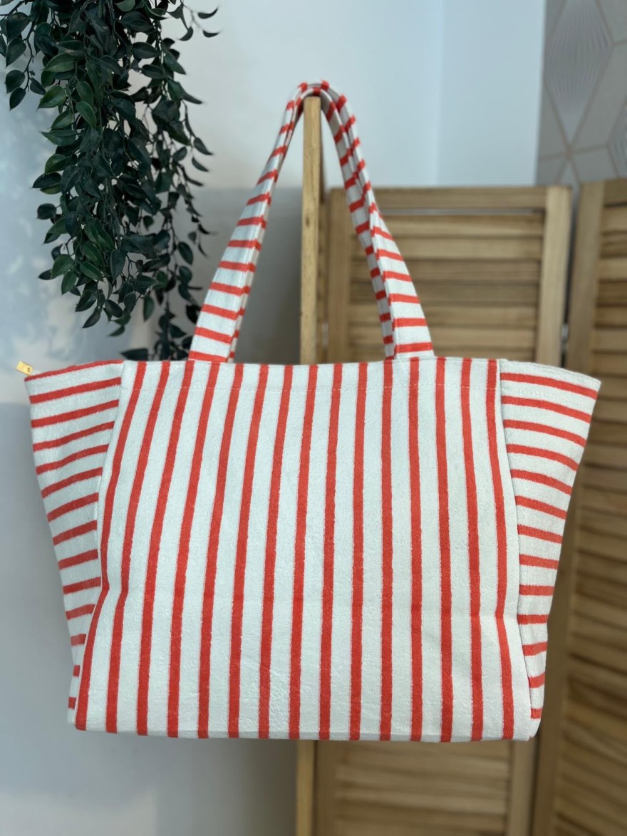 Sac de Plage Rayé en Éponge Bisous Bisous Grand Format | Marina & Paloma