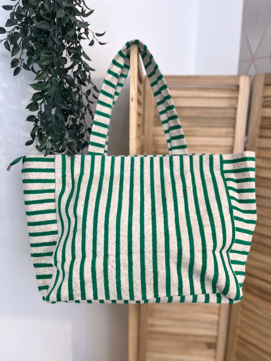 Sac de Plage Rayé en Éponge Bisous Bisous Grand Format | Marina & Paloma